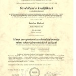 Masáž pro sportovní a rekondiční masáž - Certifikát Katka Blahová