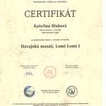 Havajská masáž Lomi Lomi - Certifikát Katka Blahová
