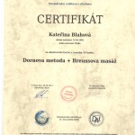 Dornova metoda - Certifikát Katka Blahová