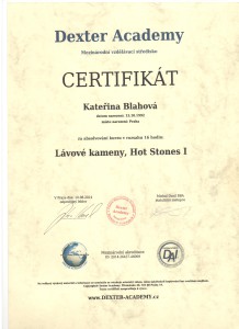 Lávové kameny - Certifikát Katka Blahová