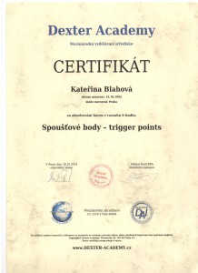 Trigger Points - Certifikát Katka Blahová