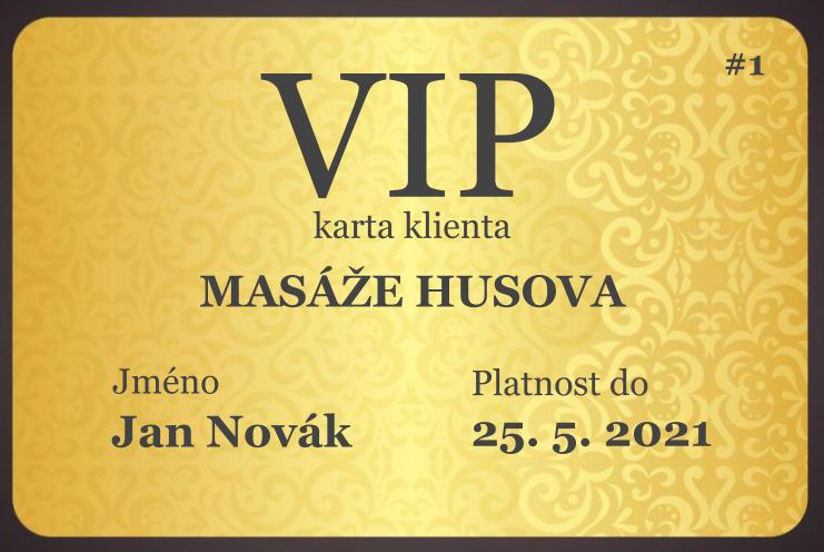 VIP karta klienta Masáže Husova
